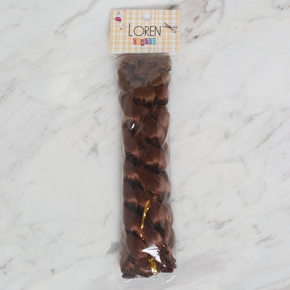 Loren Crafts Synthetic Doll Hair, Curly Brown