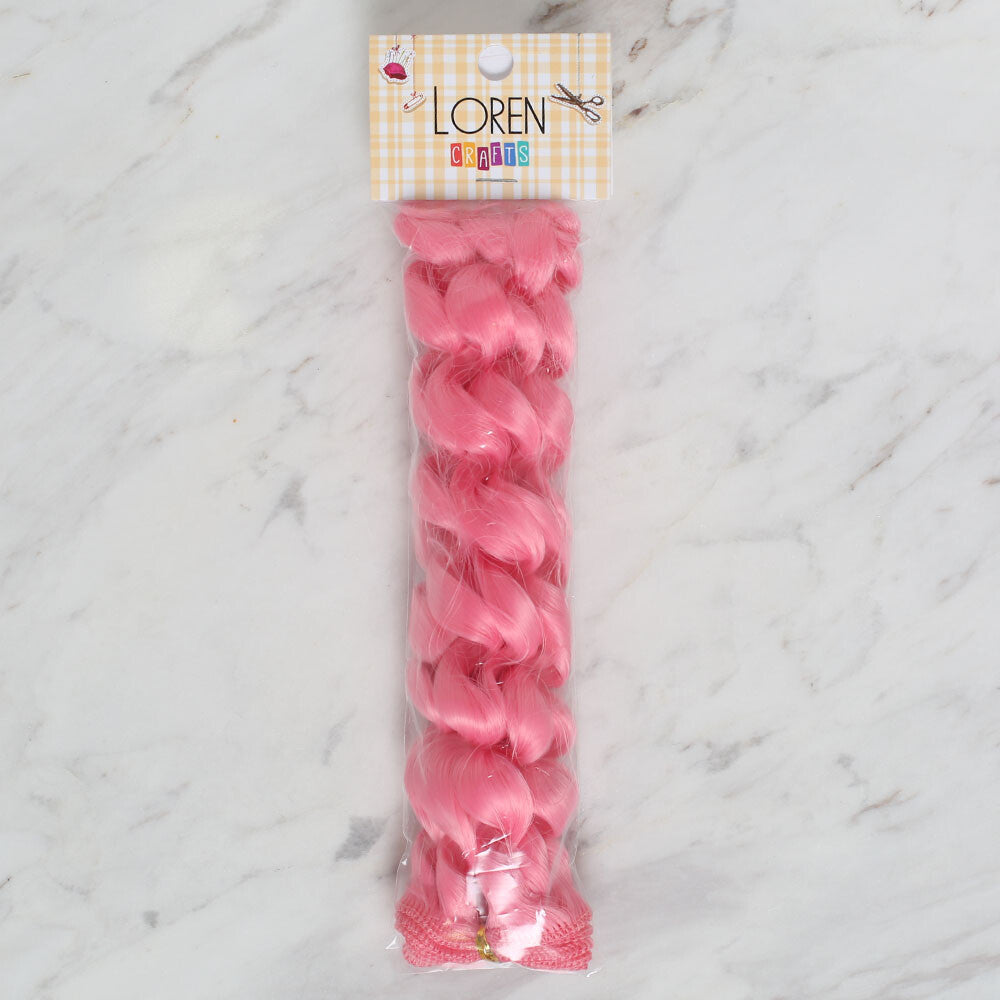 Loren Crafts Synthetic Doll Hair, Curly Pink