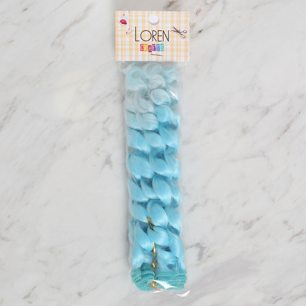 Loren Crafts Synthetic Doll Hair, Curly Blue