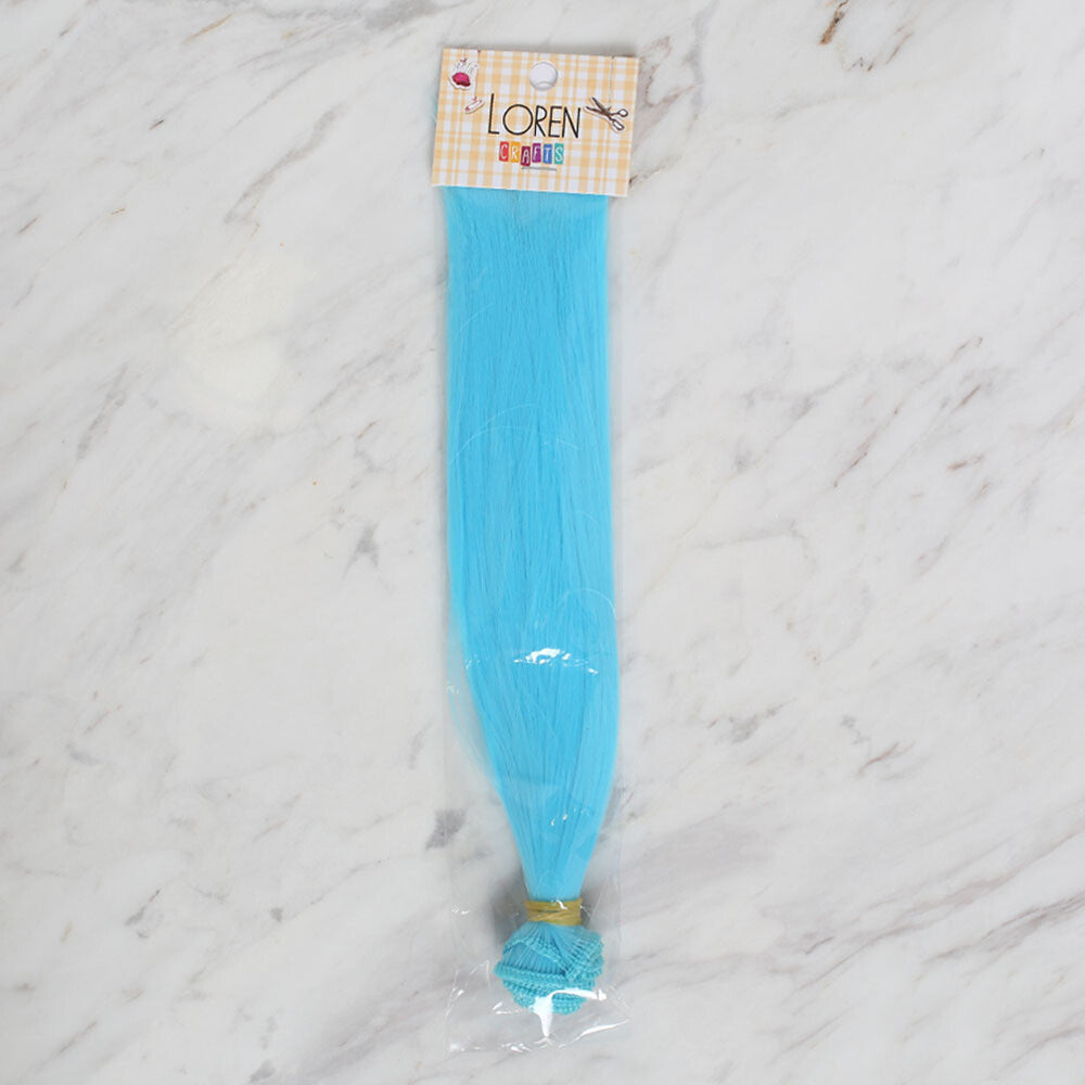 Loren Crafts Synthetic Doll Hair, Straight Blue