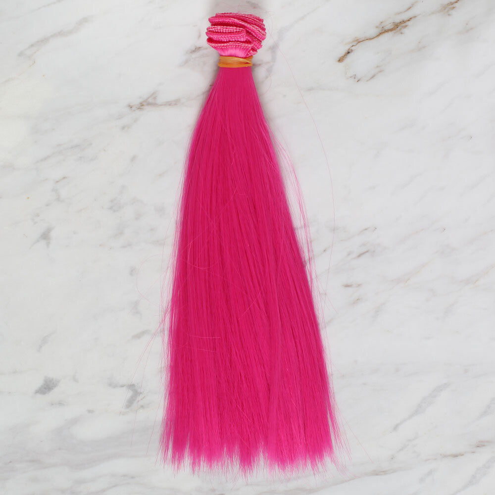 Loren Crafts Synthetic Doll Hair, Straight Fuchsia