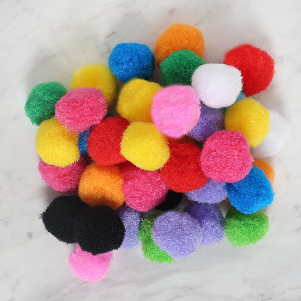 Loren Crafts 3 cm 100 pcs Pom-Pom, Assorted Colors