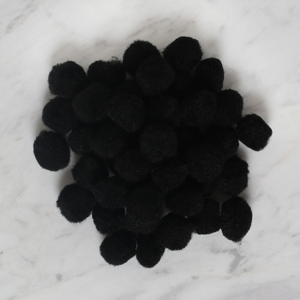 Loren Crafts 2 cm 100 pcs Pom-Pom, Black