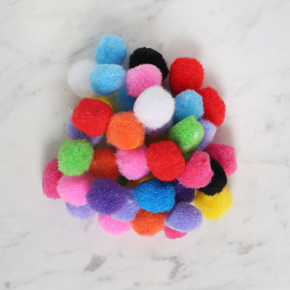 Loren Crafts 2 cm 100 pcs Pom-Pom, Assorted Colors