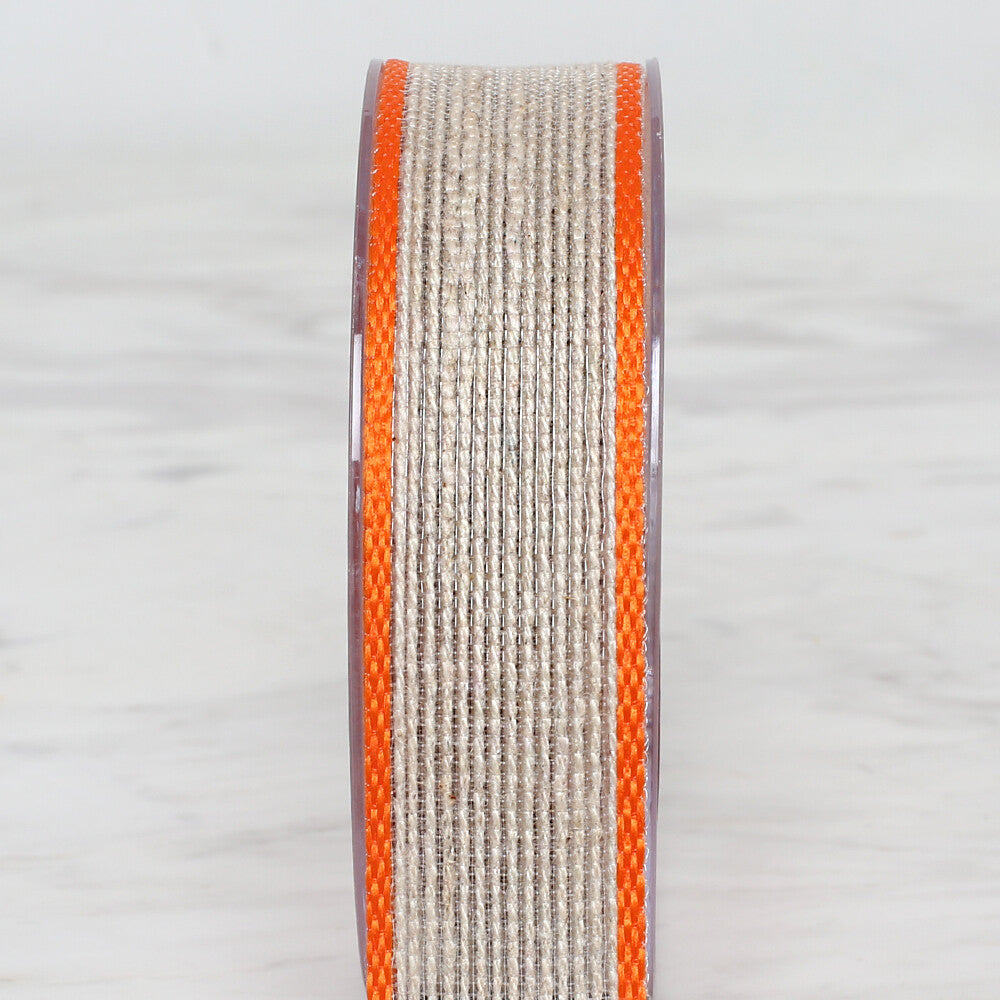   Ulutaş 2.5 cm 10 m Linen Ribbon, Orange