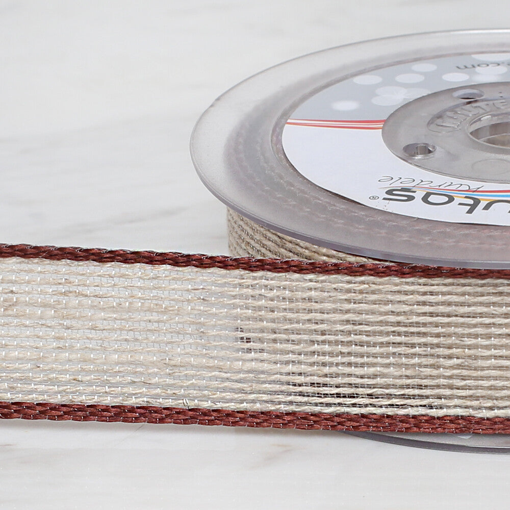   Ulutaş 2.5 cm 10 m Linen Ribbon, Brown