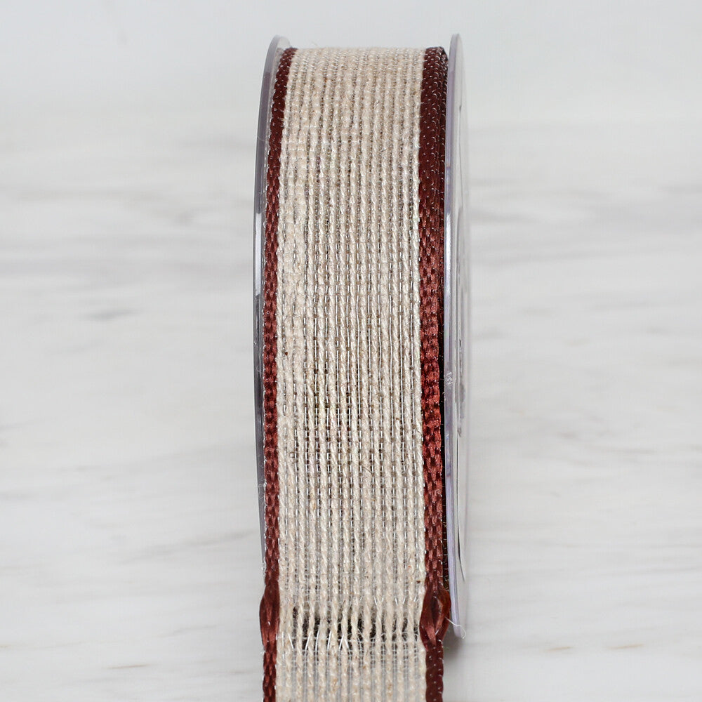   Ulutaş 2.5 cm 10 m Linen Ribbon, Brown