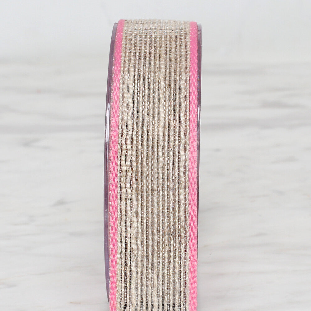   Ulutaş 2.5 cm 10 m Linen Ribbon, Pink