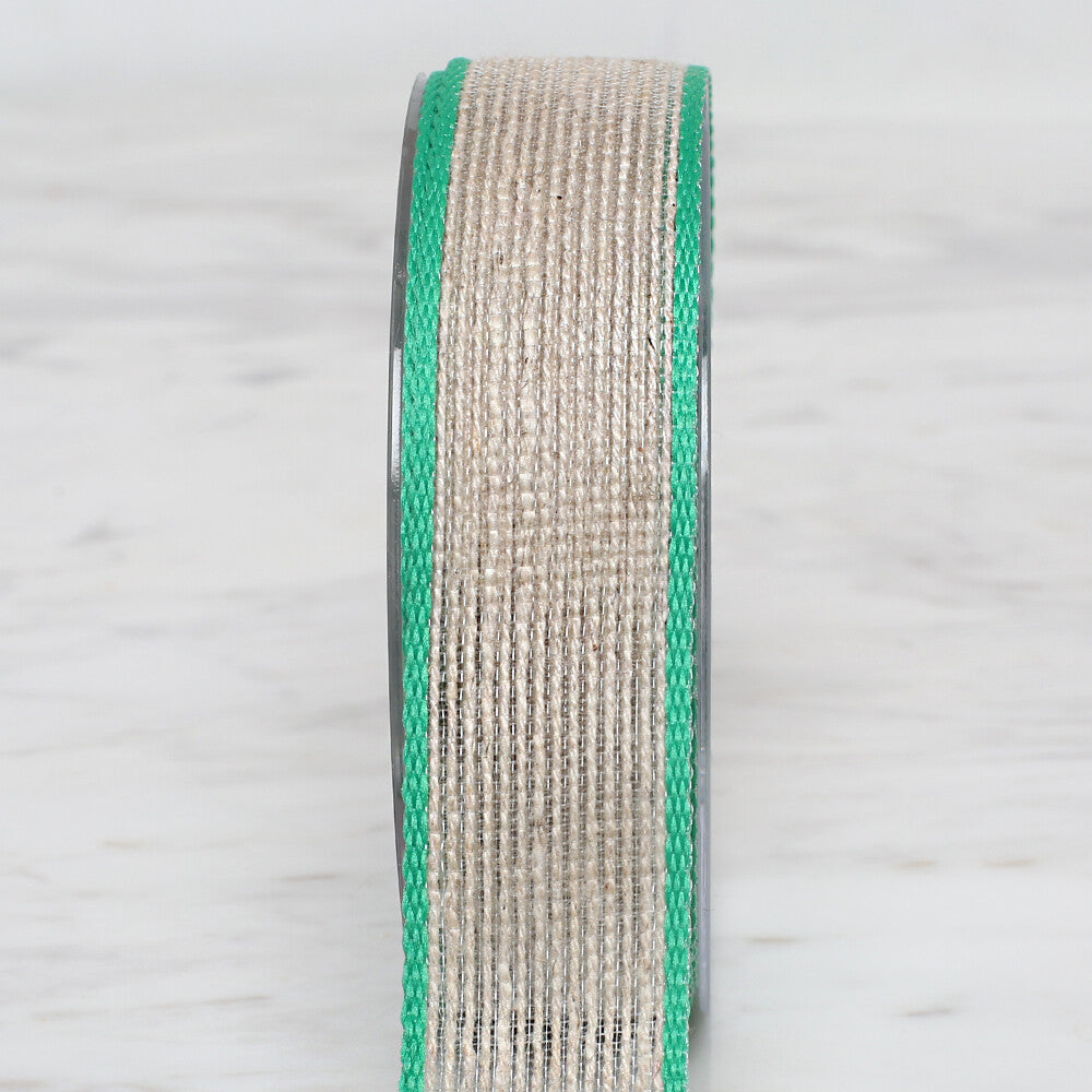   Ulutaş 2.5 cm 10 m Linen Ribbon, Green