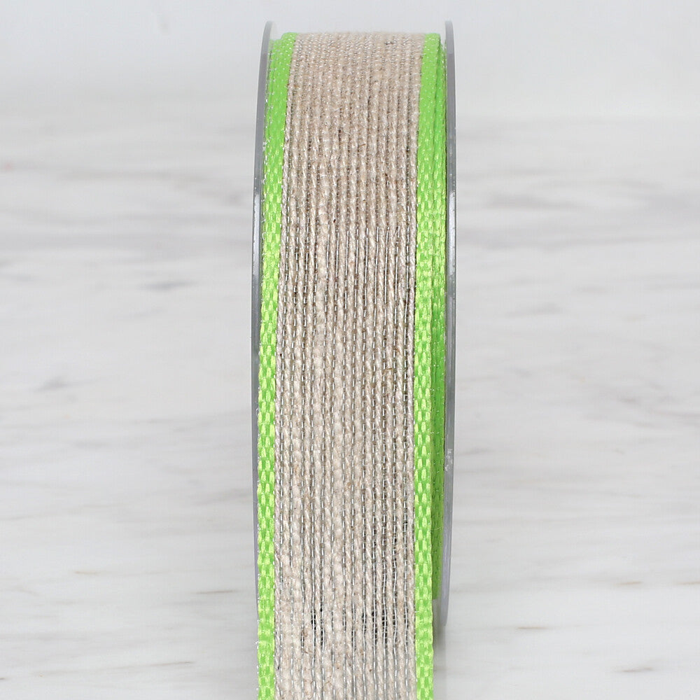   Ulutaş 2.5 cm 10 m Linen Ribbon, Green