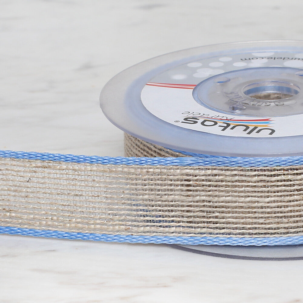   Ulutaş 2.5 cm 10 m Linen Ribbon, Blue