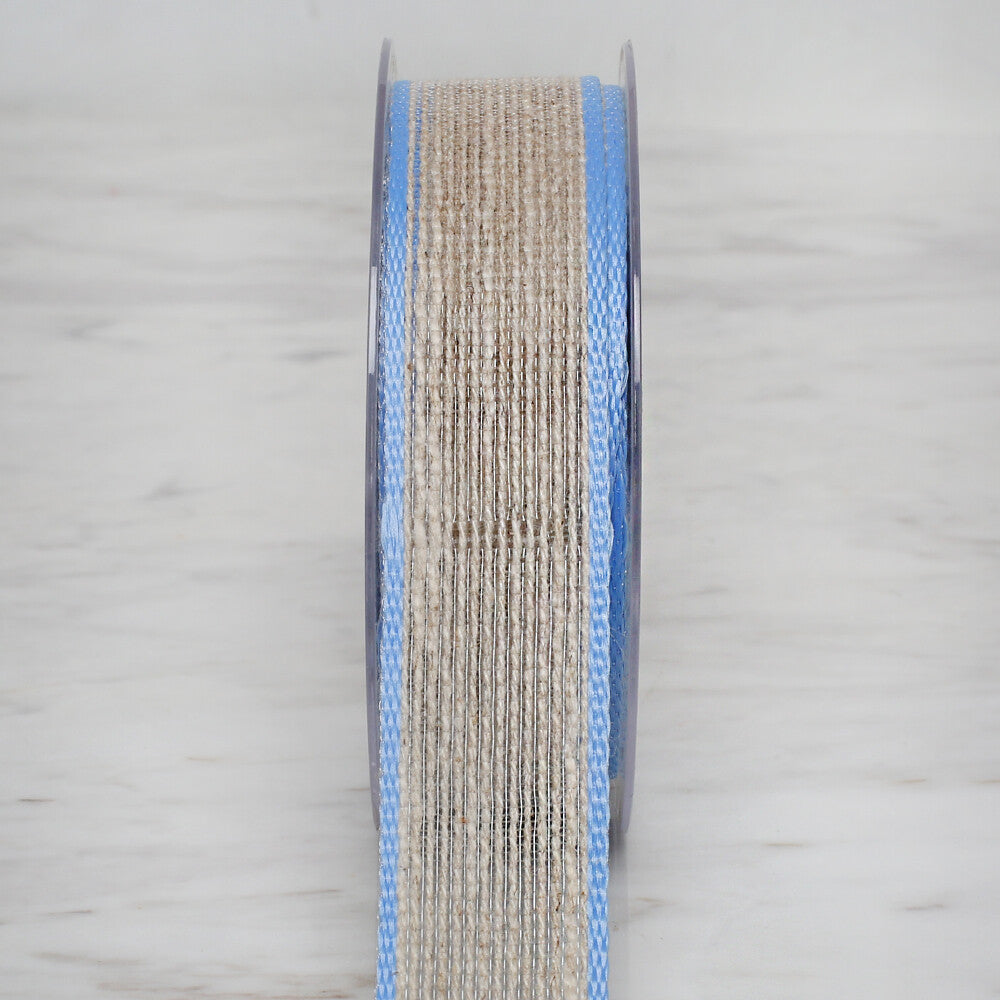   Ulutaş 2.5 cm 10 m Linen Ribbon, Blue