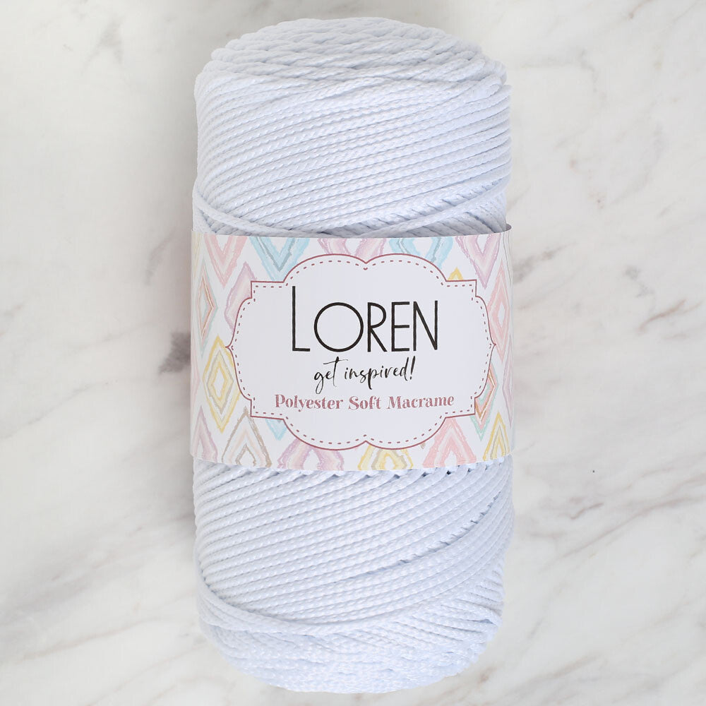 Loren Polyester Soft Macrame Optik Yarn, White - LM001