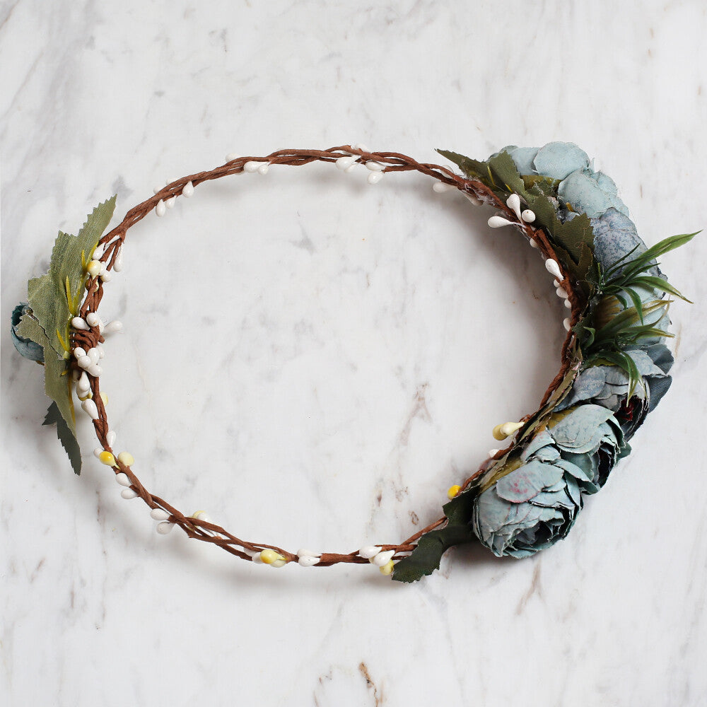 Loren Floral Circle Crown, Green