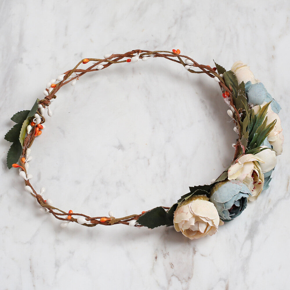 Loren Floral Circle Crown, Cream