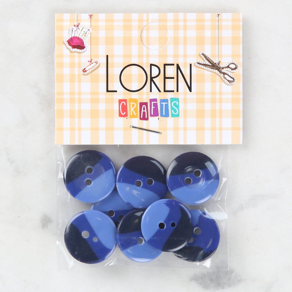 Loren Crafts 8 Pack Button, Blue - 1141