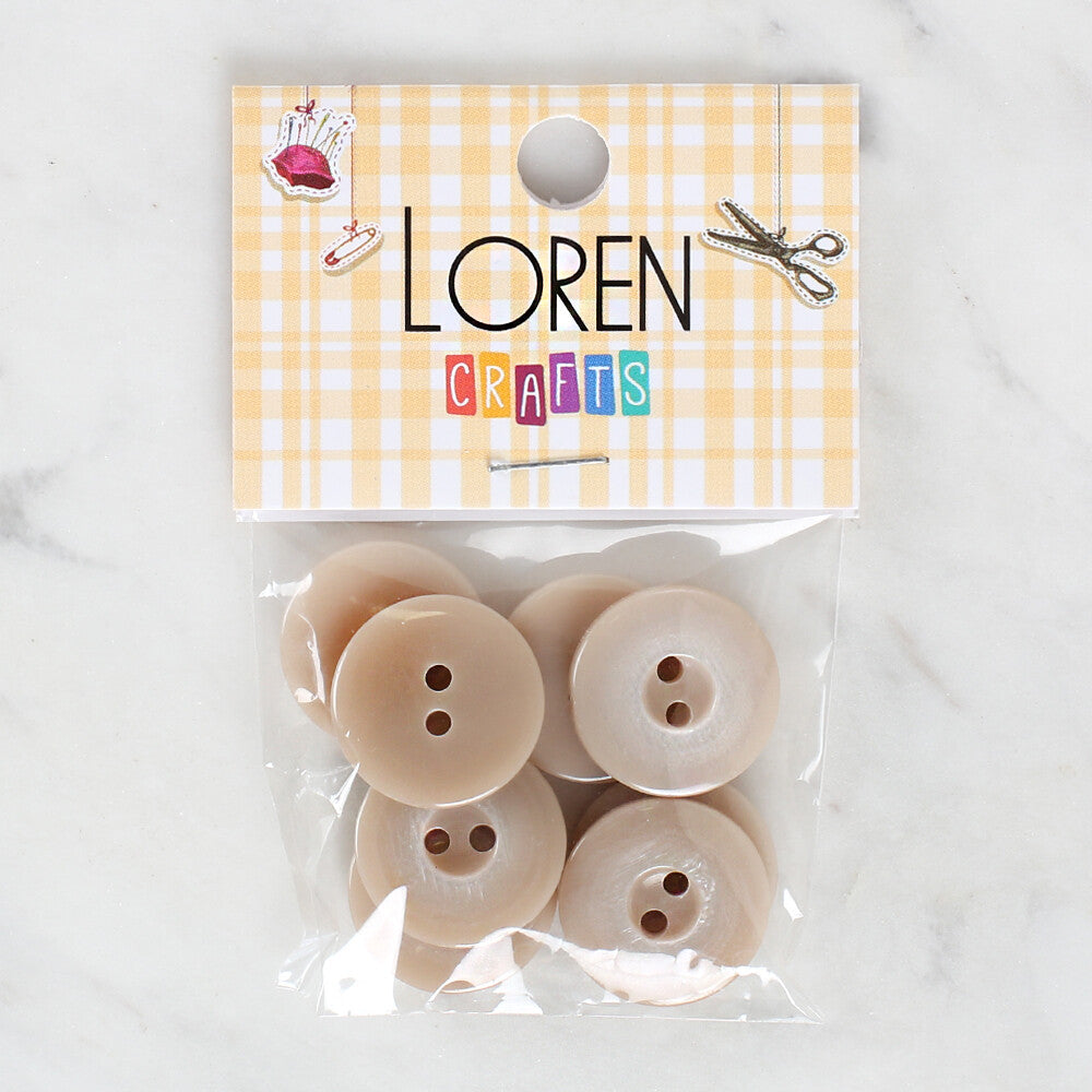 Loren Crafts 8 Pack Button, Beige - 1153