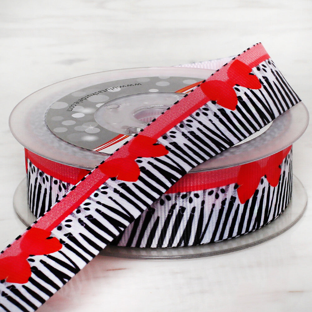 Ulutaş 2.5 cm 10 m Patterned Grosgrain Satin Ribbon