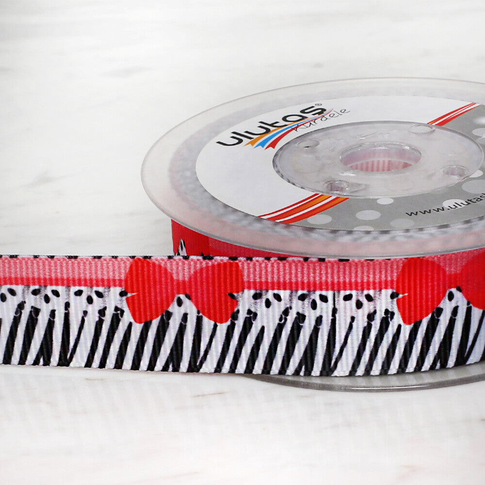 Ulutaş 2.5 cm 10 m Patterned Grosgrain Satin Ribbon