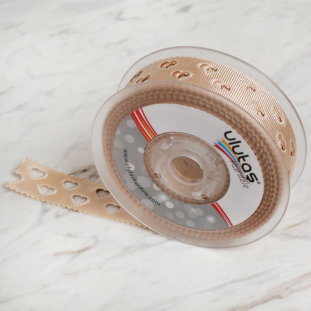 Ulutaş 2.5 cm 20 m Satin Ribbon, Beige