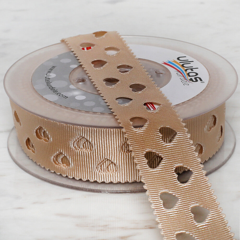 Ulutaş 2.5 cm 20 m Satin Ribbon, Beige