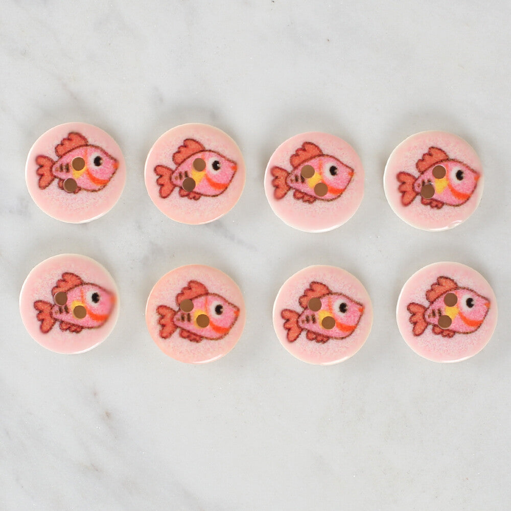Loren Crafts 8 Pack Fish Patterned Button - 1159