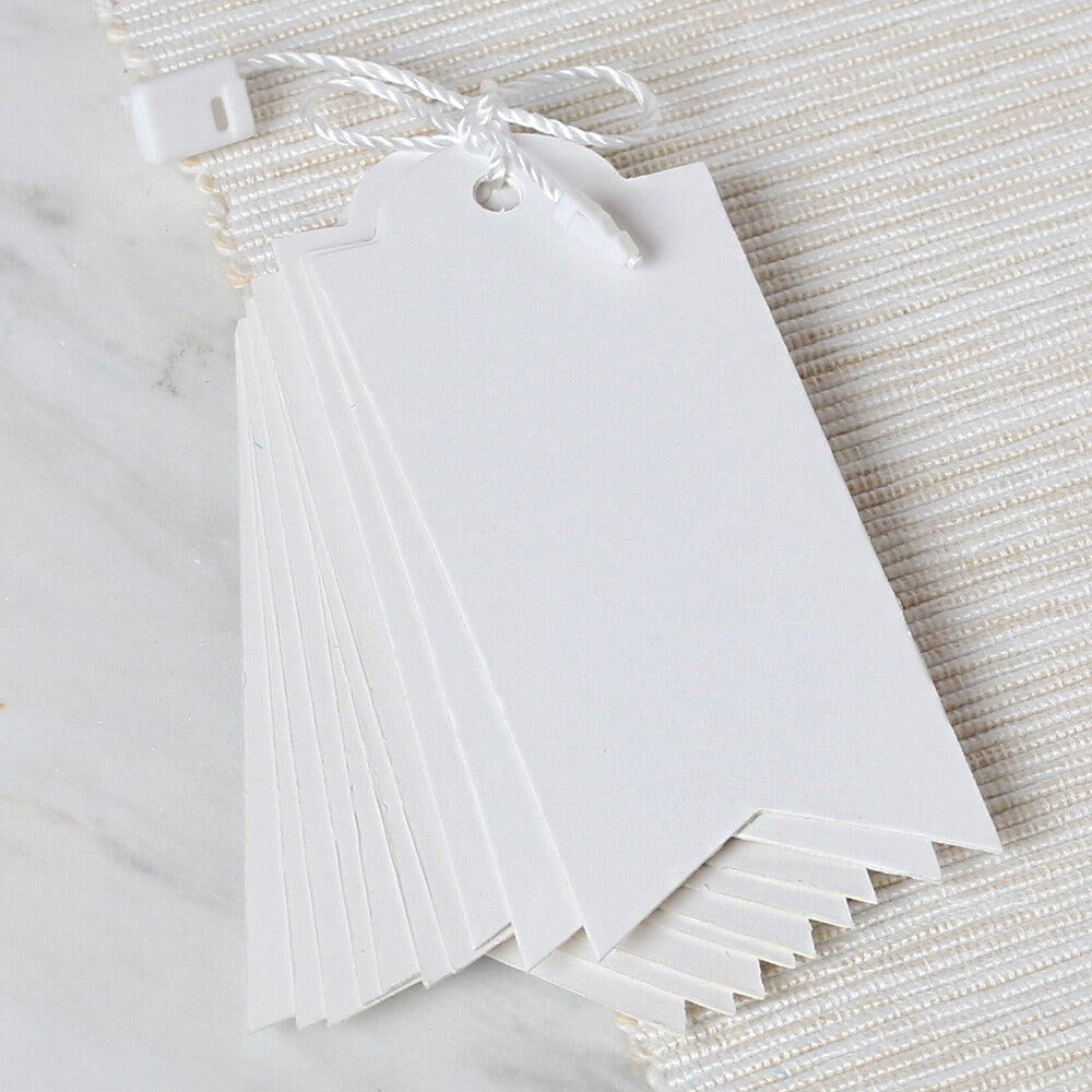 Tag Thread Packet Loren 10 pcs Flag Shaped Tag and Clip-On Tag Thread, White