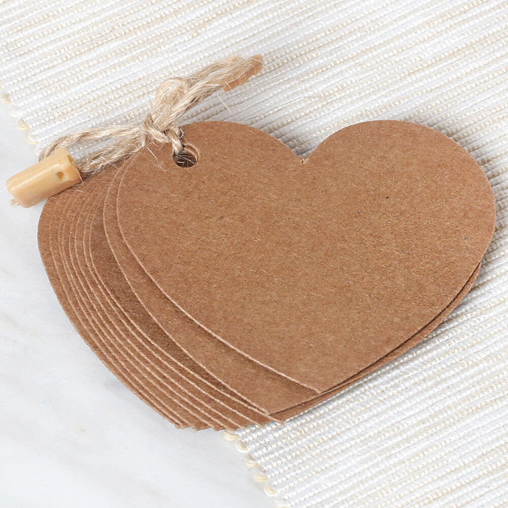 Loren 10 pcs Heart Shaped Craft Tag and Clip-On Tag Thread