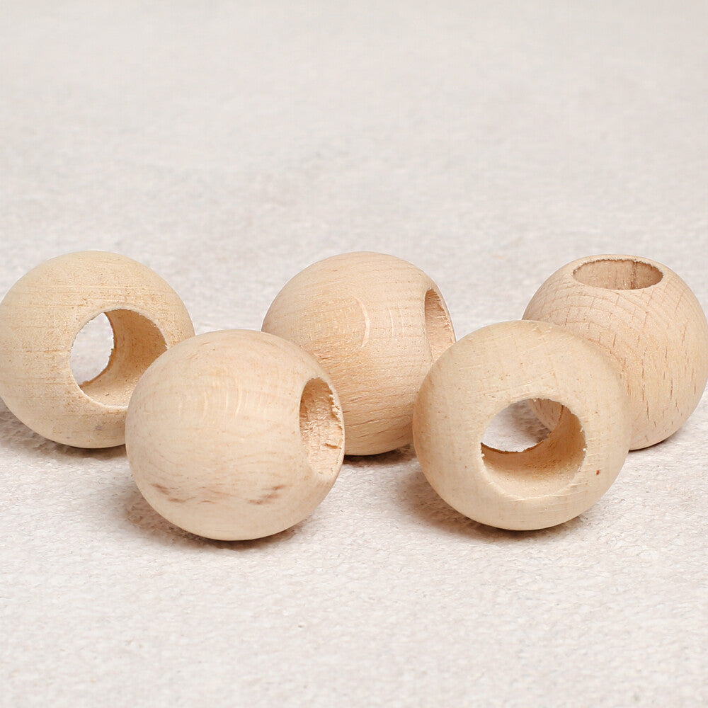 Loren Crafts 5 pcs 32mm Raw Wooden Bead, Round