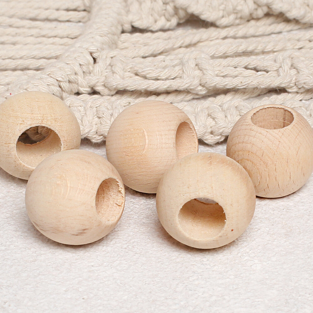 Loren Crafts 5 pcs 32mm Raw Wooden Bead, Round