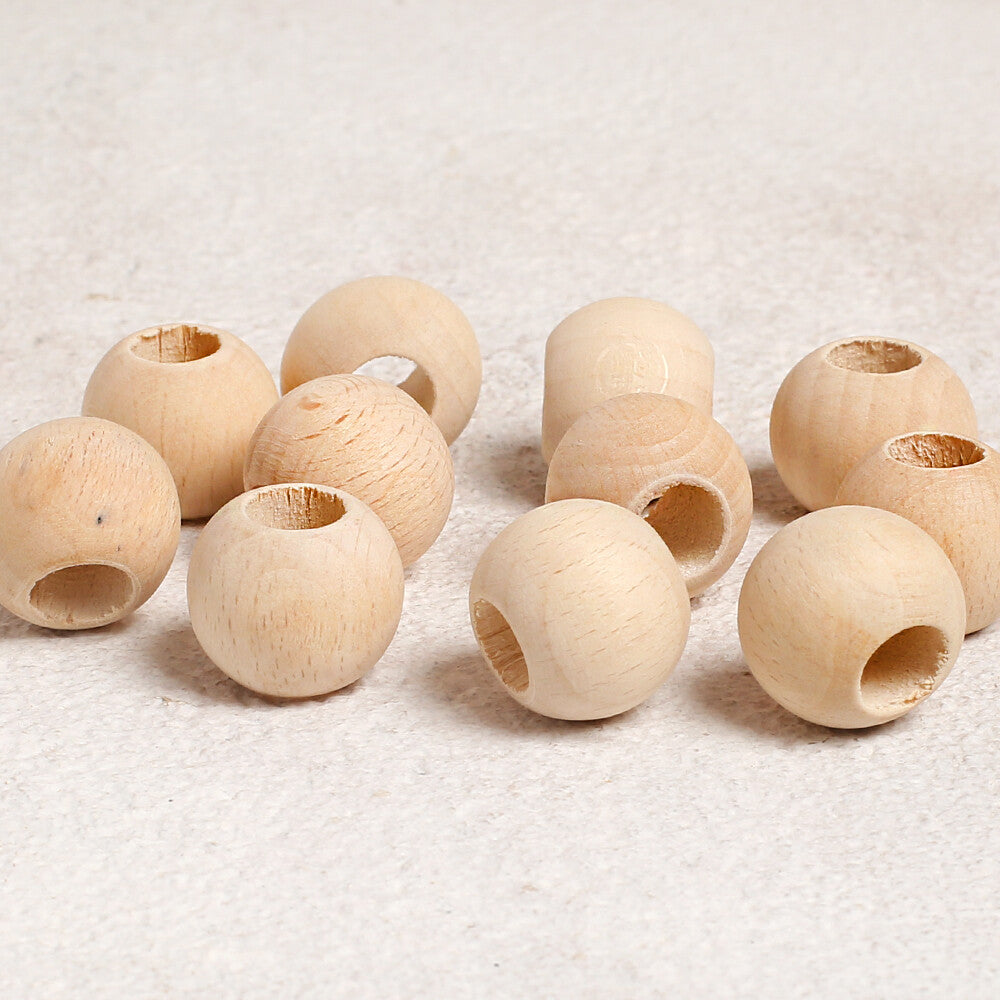 Loren Crafts 10 pcs 24mm Raw Wooden Bead, Round