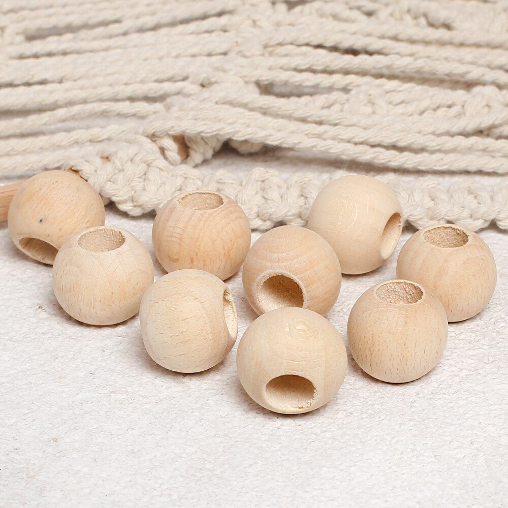 Loren Crafts 10 pcs 24mm Raw Wooden Bead, Round