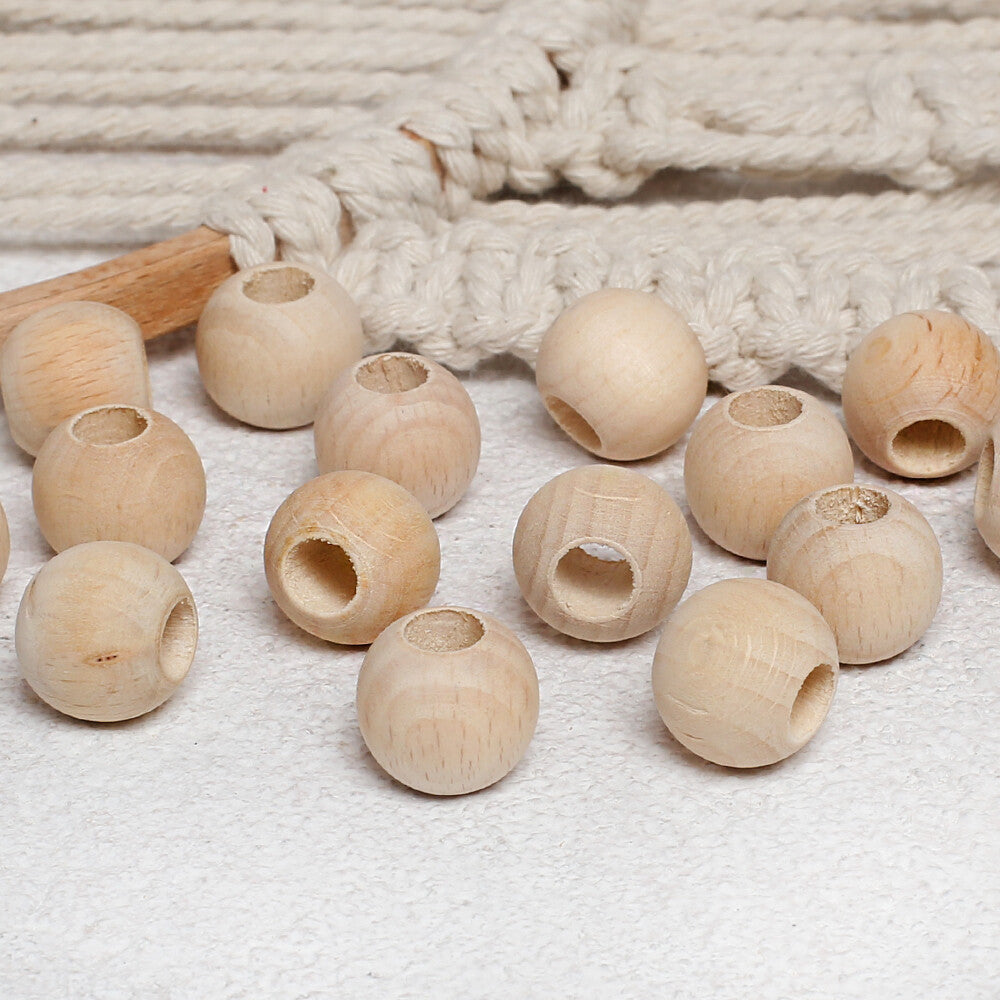 Loren Crafts 30 pcs 16mm Raw Wooden Bead, Round 