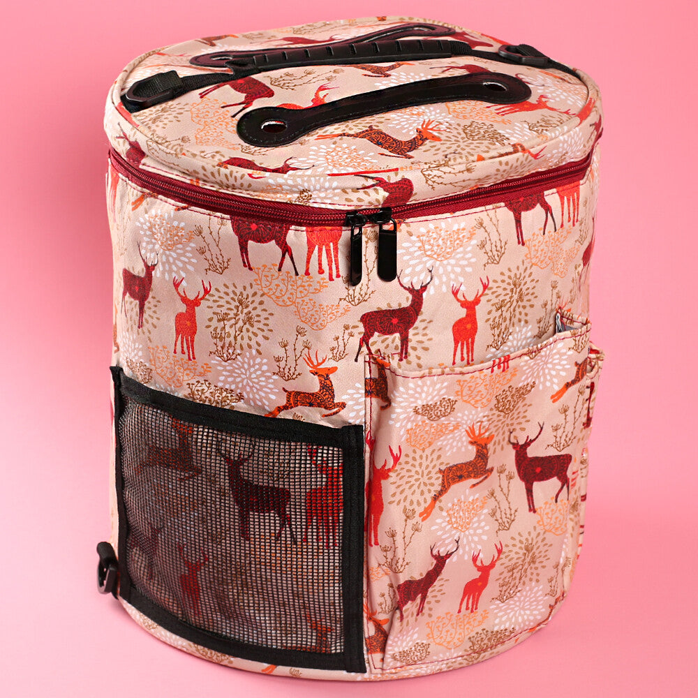 Loren Patterned Round Base Organizer Bag, Dusty Pink - EB018
