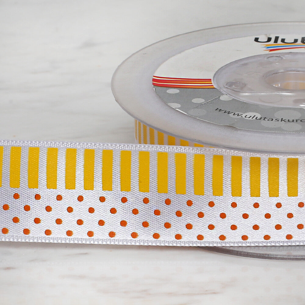 Ulutaş 2.5 cm 20 m Patterned Satin Ribbon, Yellow