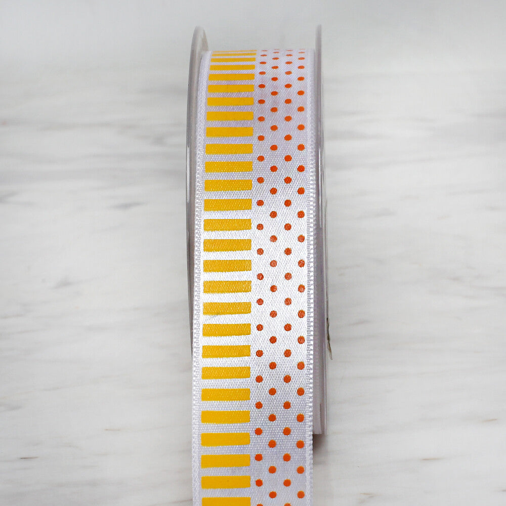 Ulutaş 2.5 cm 20 m Patterned Satin Ribbon, Yellow