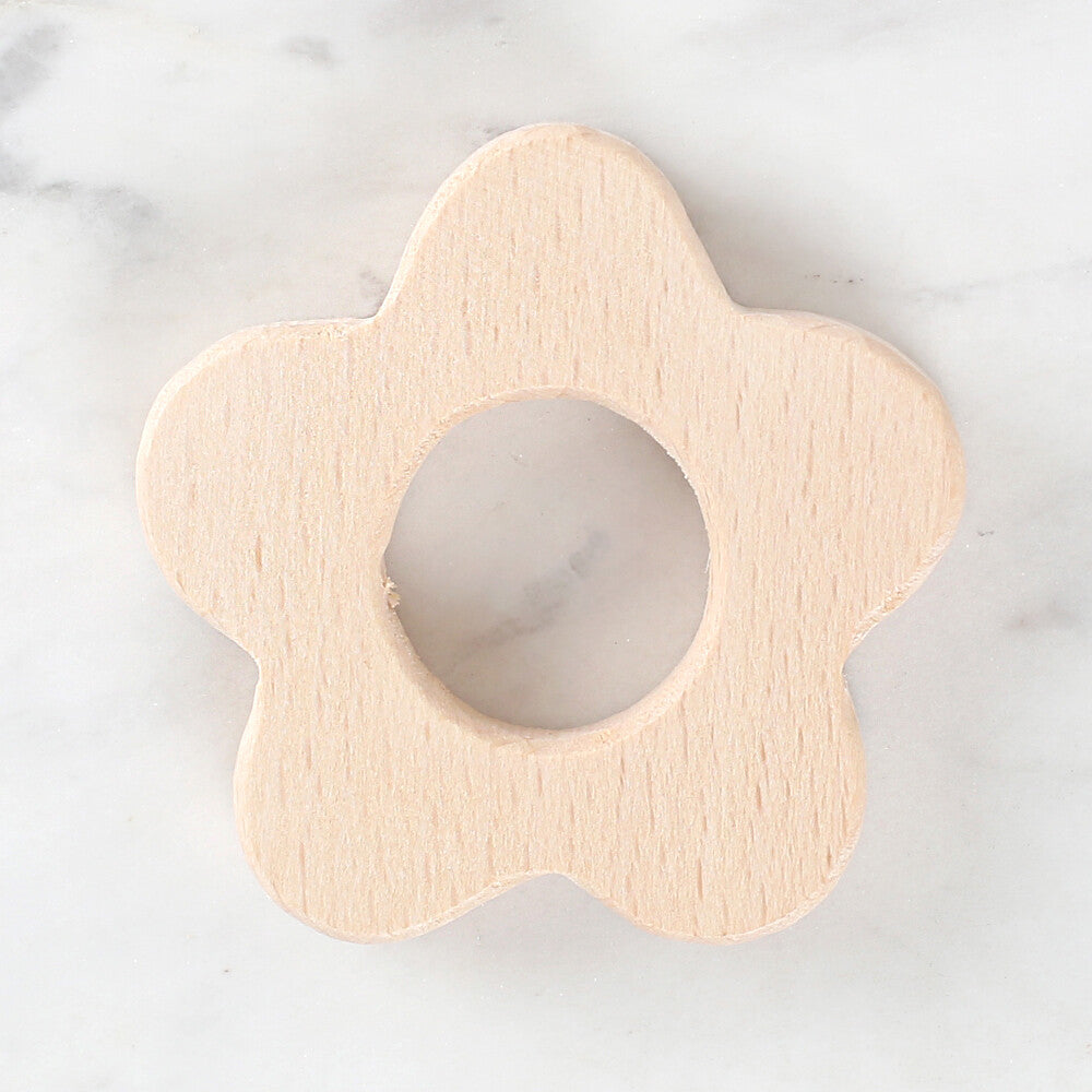 Loren Crafts Flower Shaped Organic Wooden Teether Ring
