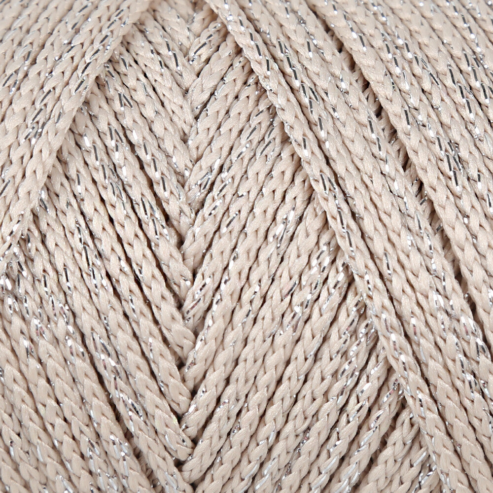 Loren Soft Star Macrame Yarn, Thread Silver Glittery Beige - RM101