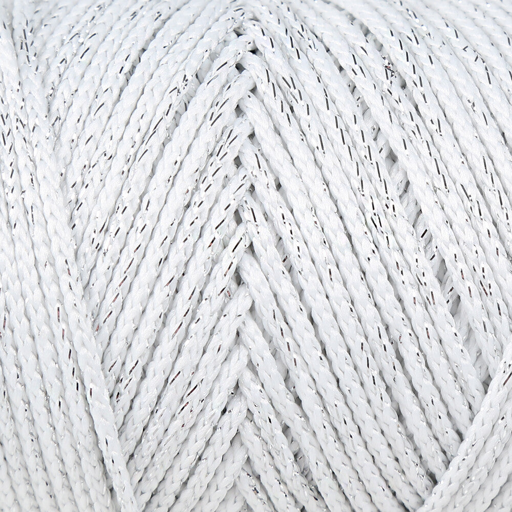 Loren Soft Star Macrame Yarn, Thread Silver Glittery White - RM102