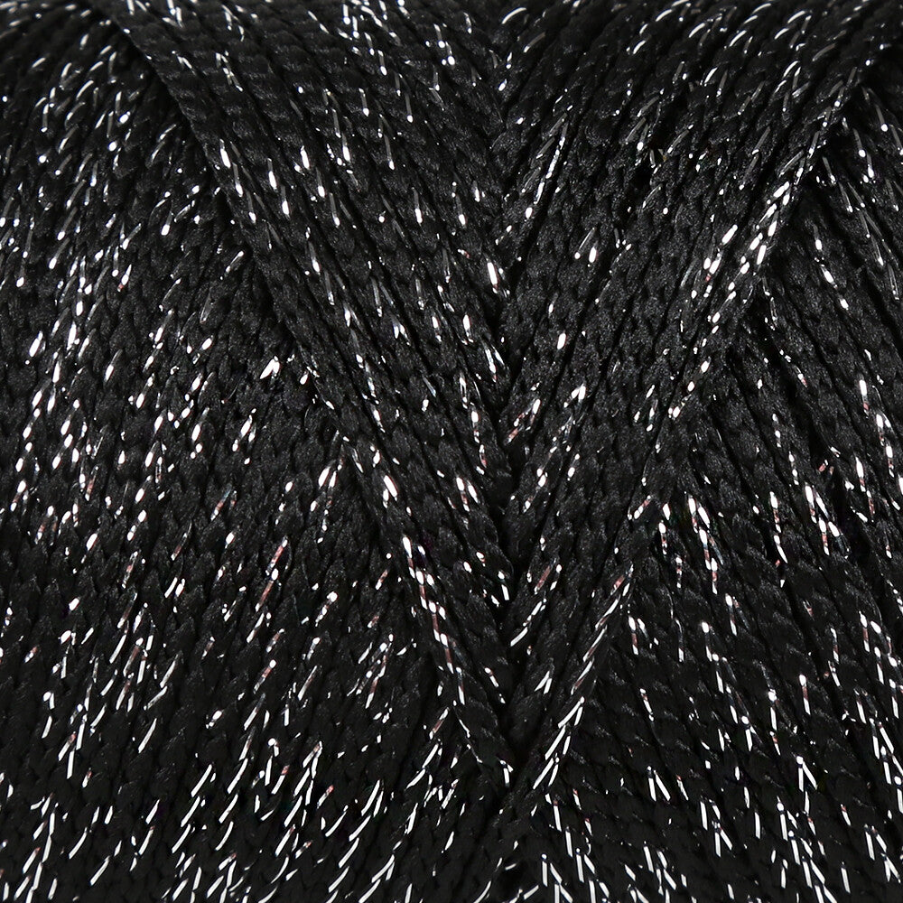 Loren Soft Star Macrame Yarn, Thread Silver Glittery Black - RM104