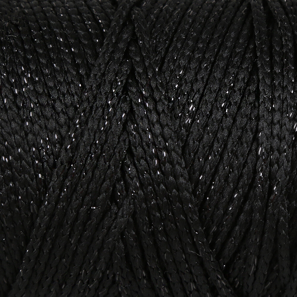 Loren Soft Star Macrame Yarn, Thread Black Glittery Black - RM105