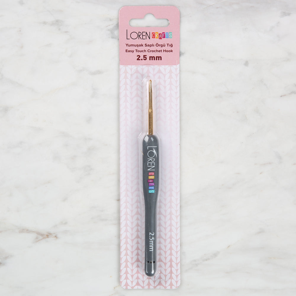 Loren Crafts Golden Tip Soft Handle Wool Crochet Hook LRN - 041 2,5 mm
