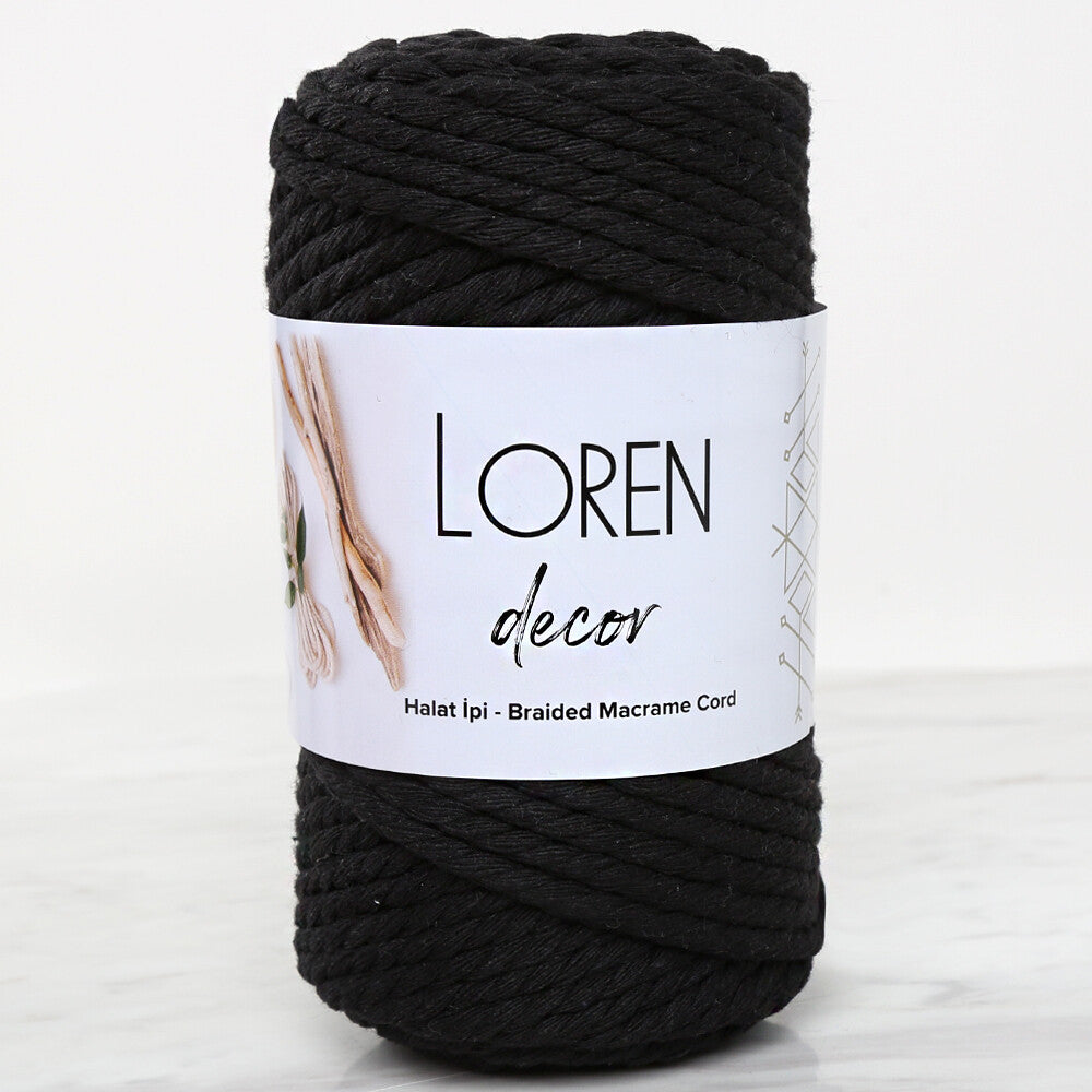 Loren Decor Macrame Yarn, Black- L006