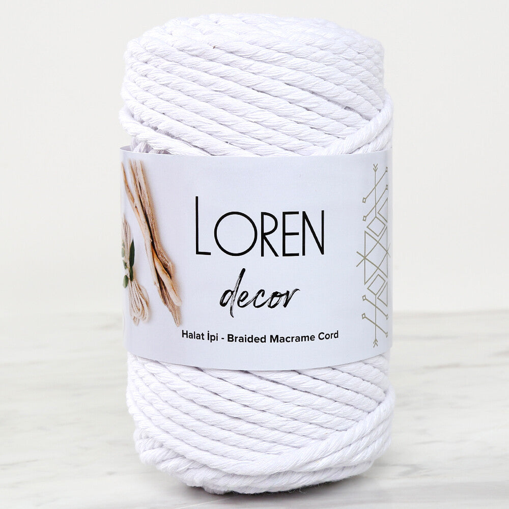 Loren Decor Macrame Yarn, White - L001