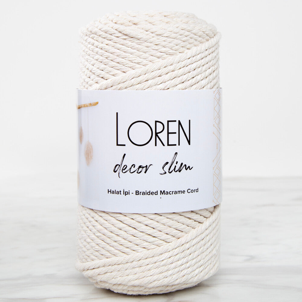 Loren Decor Slim Macrame Yarn, Cream - L002