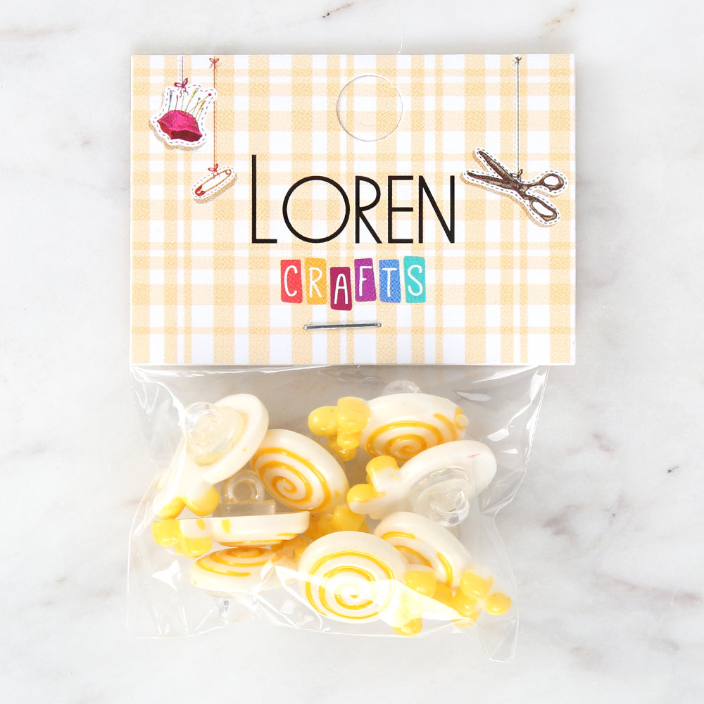 Loren Crafts 8-piece Yellow Sugar Button - 3027