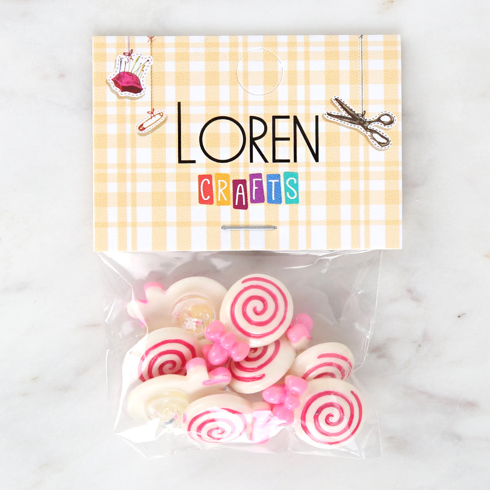 Loren Crafts 8-piece Pink Sugar Button - 3028