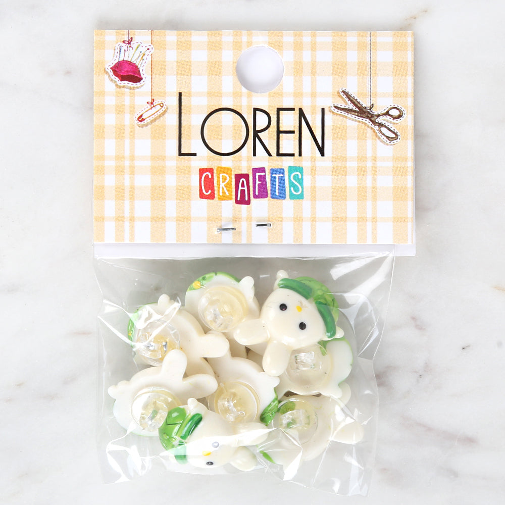 Loren Crafts 8-piece Green Rabbit Button - 3031