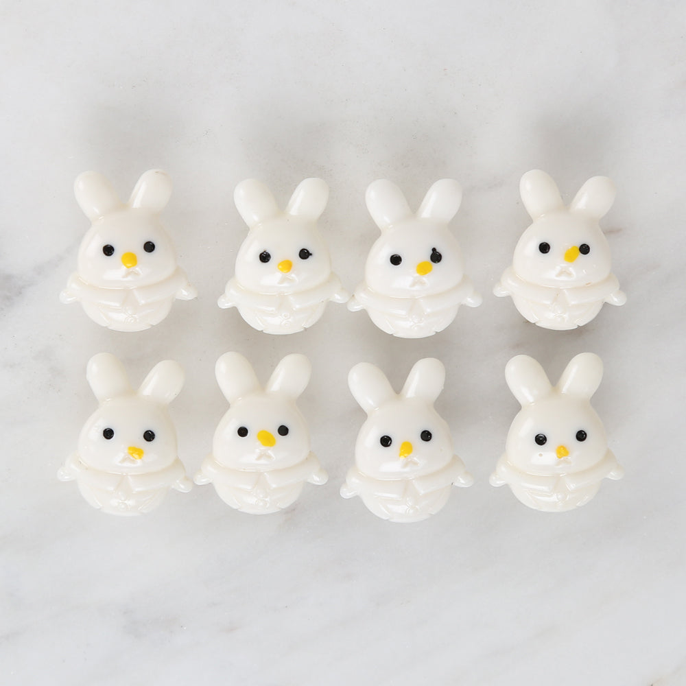 Loren Crafts 8-piece White Rabbit Button - 3033