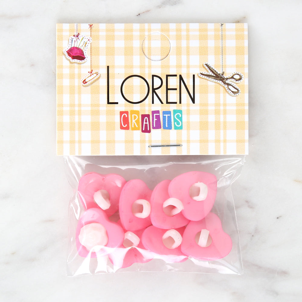 Loren Crafts 8-piece Pink Heart Button - 3048